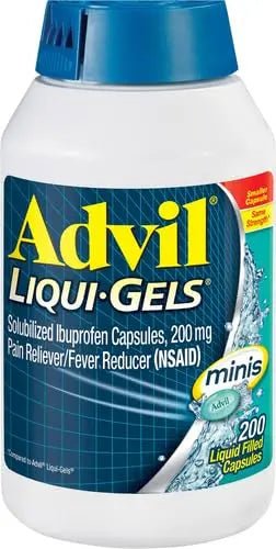 Advil Liqui-Gels minis Pain Reliever and Fever Reducer, Pain Medicine for Adults with Ibuprofen 200mg for Pain Relief - 200 Liquid Filled Capsules - dailyvitalstore