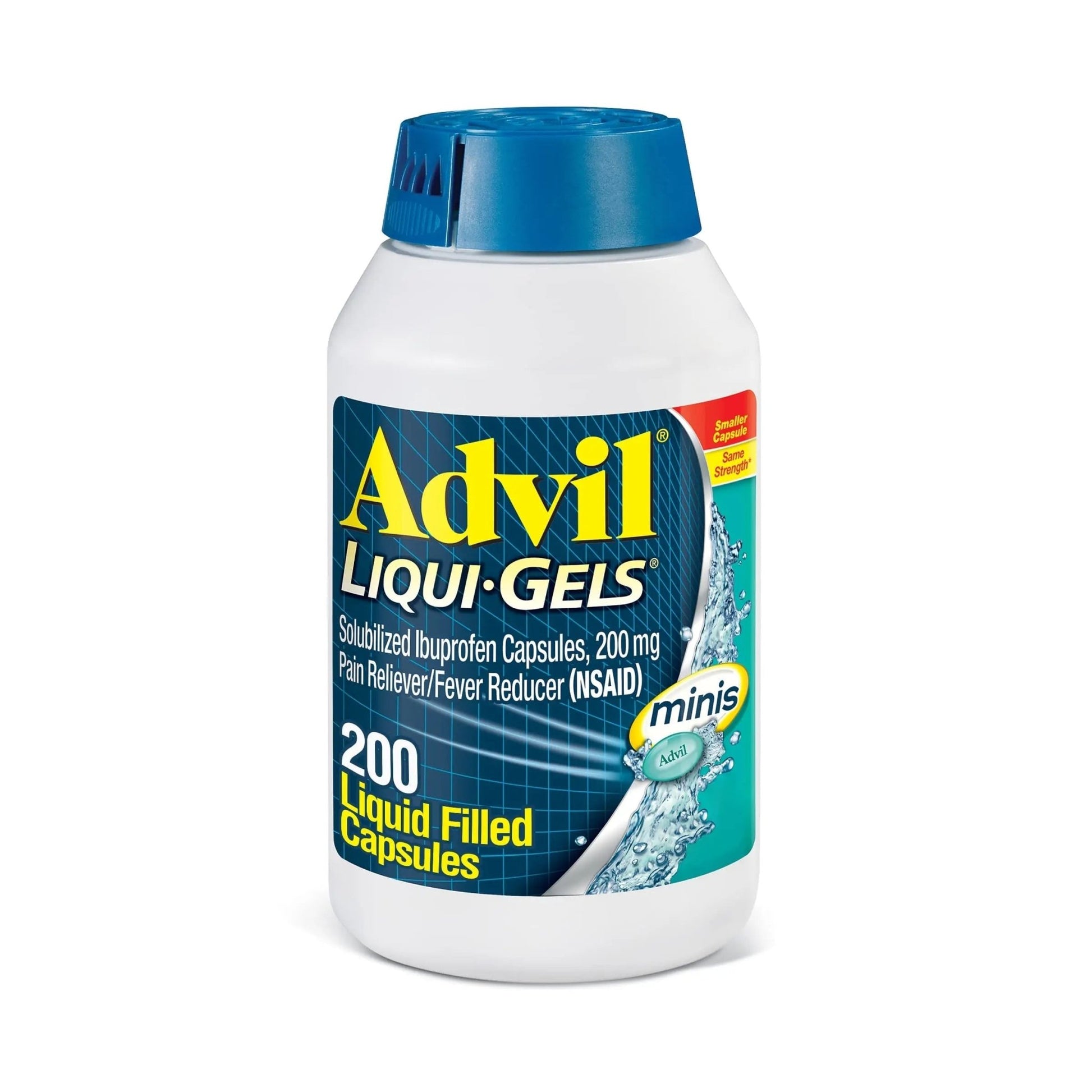 Advil Liqui-Gels minis Pain Reliever and Fever Reducer, Pain Medicine for Adults with Ibuprofen 200mg for Pain Relief - 200 Liquid Filled Capsules - dailyvitalstore