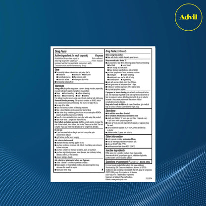 Advil Liqui-Gels minis Pain Reliever and Fever Reducer, Pain Medicine for Adults with Ibuprofen 200mg for Pain Relief - 50x2 Liquid Filled Capsules - dailyvitalstore