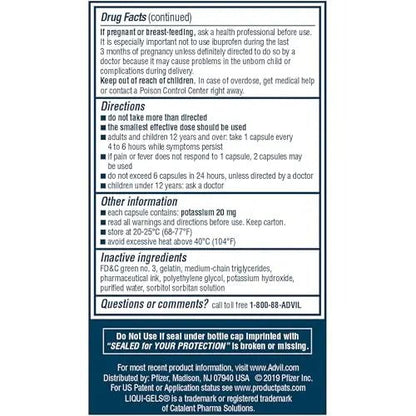 Advil Liqui-Gels Minis Pain Reliever and Fever Reducer, Pain Medicine for Adults with Ibuprofen 200mg for Pain Relief - 80 Liquid Filled Capsules - dailyvitalstore