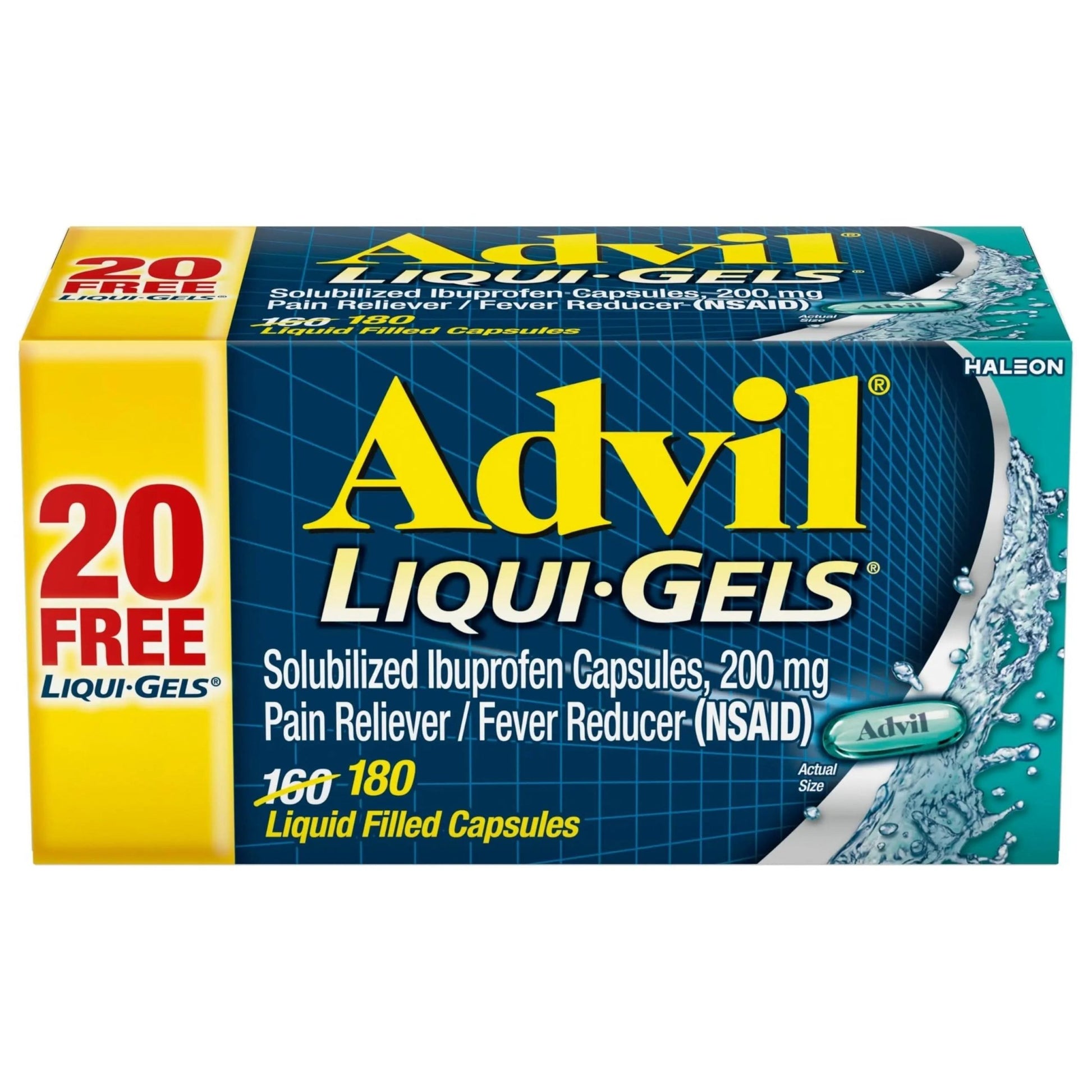 Advil Liqui-Gels Pain Reliever and Fever Reducer, Pain Medicine for Adults with Ibuprofen 200mg for Headache, Backache, Menstrual Pain and Joint Pain Relief - 180 Liquid Filled Capsules - dailyvitalstore