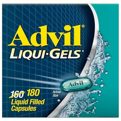 Advil Liqui-Gels Pain Reliever and Fever Reducer, Pain Medicine for Adults with Ibuprofen 200mg for Headache, Backache, Menstrual Pain and Joint Pain Relief - 180 Liquid Filled Capsules - dailyvitalstore