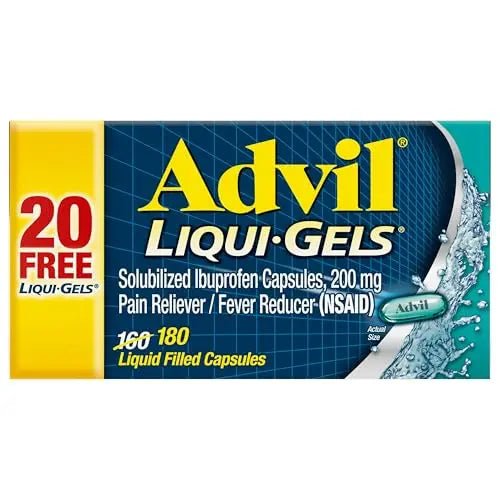 Advil Liqui-Gels Pain Reliever and Fever Reducer, Pain Medicine for Adults with Ibuprofen 200mg for Headache, Backache, Menstrual Pain and Joint Pain Relief - 180 Liquid Filled Capsules - dailyvitalstore