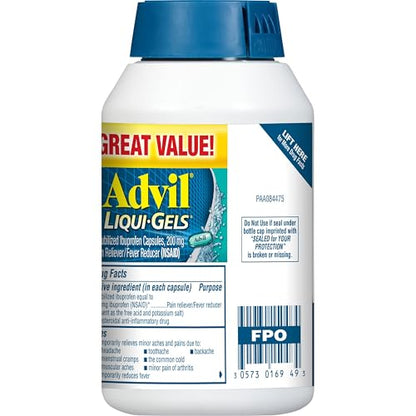 Advil Liqui-Gels Pain Reliever and Fever Reducer, Pain Medicine for Adults with Ibuprofen 200mg for Headache, Backache, Menstrual Pain and Joint Pain Relief - 200 Capsules, Advil PM Ibuprofen - 2 Ct - dailyvitalstore