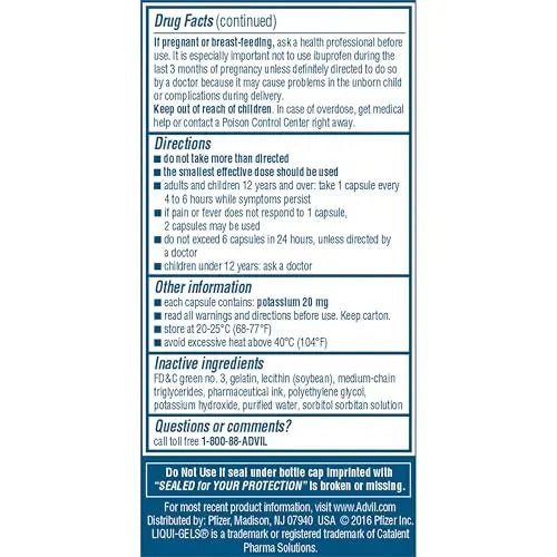 Advil Liqui-Gels Pain Reliever And Fever Reducer, Pain Medicine For Adults With Ibuprofen 200mg For Headache, Backache, Menstrual Pain And Joint Pain Relief - 40 Liquid Filled Capsules - dailyvitalstore
