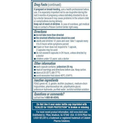 Advil Liqui-Gels Pain Reliever And Fever Reducer, Pain Medicine For Adults With Ibuprofen 200mg For Headache, Backache, Menstrual Pain And Joint Pain Relief - 40 Liquid Filled Capsules - dailyvitalstore