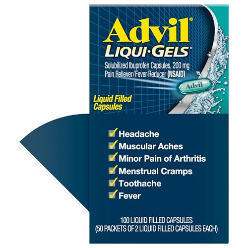 Advil Liqui-Gels Pain Reliever and Fever Reducer, Pain Medicine for Adults with Ibuprofen 200mg for Headache, Backache, Menstrual Pain and Joint Pain Relief - 50x2 Liquid Filled Capsules - dailyvitalstore