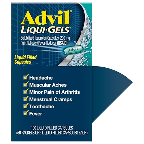 Advil Liqui-Gels Pain Reliever and Fever Reducer, Pain Medicine for Adults with Ibuprofen 200mg for Headache, Backache, Menstrual Pain and Joint Pain Relief - 50x2 Liquid Filled Capsules - dailyvitalstore