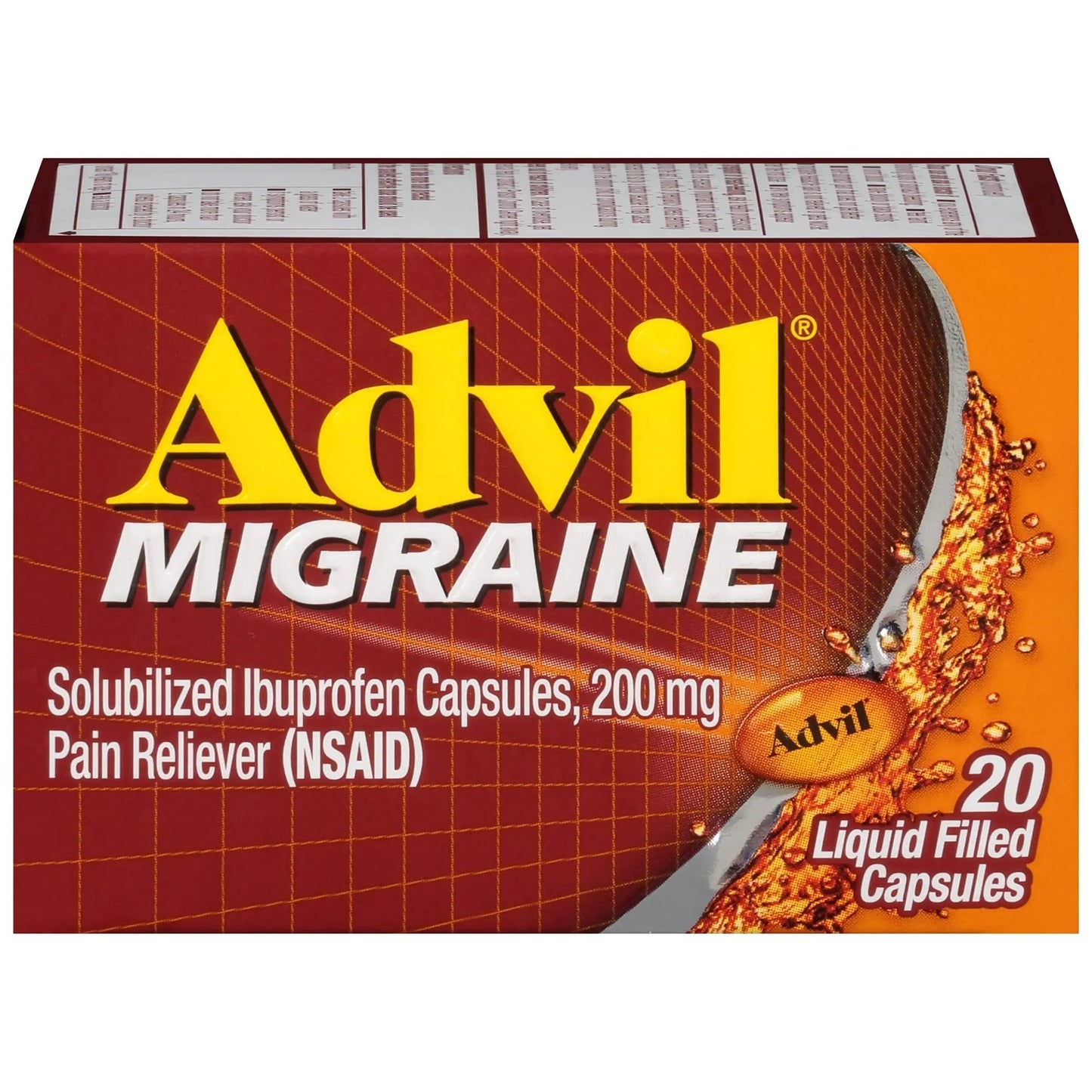 Advil Migraine Headache Relief, Ibuprofen Capsules with Ibuprofen 200mg for Migraine Relief, Nausea Relief and Light Sensitivity Relief - 20 Liquid Filled Capsules - dailyvitalstore