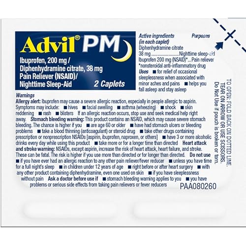 Advil Pain Reliever and Fever Reducer, Ibuprofen 200mg for Pain Relief - 300 Count, Advil PM Pain Reliever and Nighttime Sleep Aid, Ibuprofen for Pain Relief and Diphenhydramine Citrate - 2 Count - dailyvitalstore