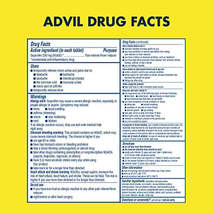 Advil Pain Reliever and Fever Reducer, Ibuprofen 200mg for Pain Relief - 300 Count, Advil PM Pain Reliever and Nighttime Sleep Aid, Ibuprofen for Pain Relief and Diphenhydramine Citrate - 2 Count - dailyvitalstore