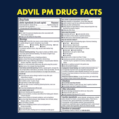 Advil Pain Reliever and Fever Reducer, Ibuprofen 200mg for Pain Relief - 300 Count, Advil PM Pain Reliever and Nighttime Sleep Aid, Ibuprofen for Pain Relief and Diphenhydramine Citrate - 2 Count - dailyvitalstore