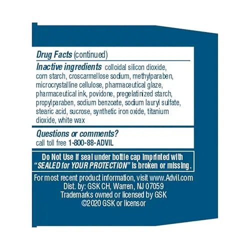 Advil Pain Reliever and Fever Reducer, Ibuprofen 200mg for Pain Relief - 50 Coated Tablets - dailyvitalstore