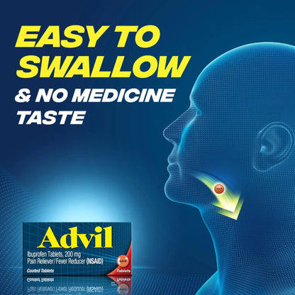 Advil Pain Reliever and Fever Reducer, Ibuprofen 200mg for Pain Relief - 50 Coated Tablets - dailyvitalstore