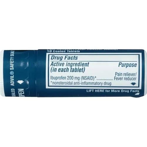 Advil Pain Reliever and Fever Reducer, Pain Relief Medicine with Ibuprofen 200mg for Headache, Backache, Menstrual Pain and Joint Pain Relief - 10 Coated Tablets - dailyvitalstore