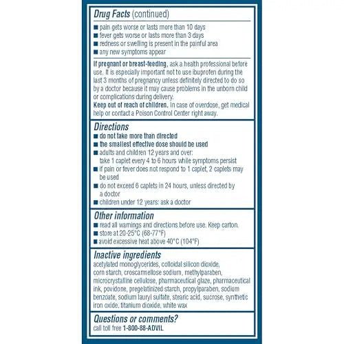 Advil Pain Reliever and Fever Reducer, Pain Relief Medicine with Ibuprofen 200mg for Headache, Backache, Menstrual Pain and Joint Pain Relief - 100 Coated Caplets - dailyvitalstore