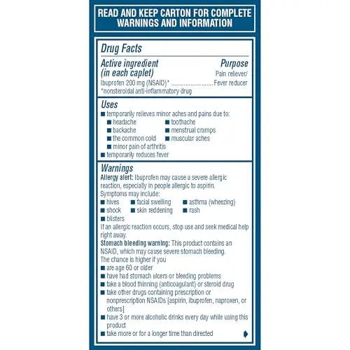 Advil Pain Reliever and Fever Reducer, Pain Relief Medicine with Ibuprofen 200mg for Headache, Backache, Menstrual Pain and Joint Pain Relief - 100 Coated Caplets - dailyvitalstore