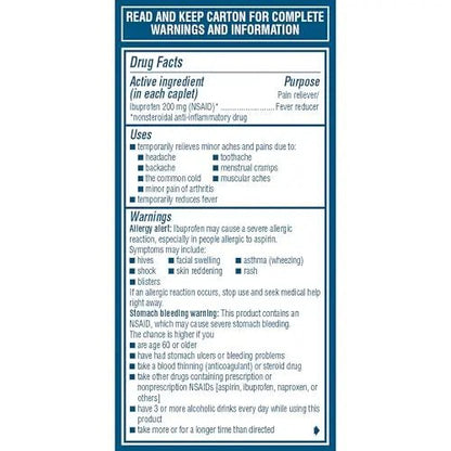 Advil Pain Reliever and Fever Reducer, Pain Relief Medicine with Ibuprofen 200mg for Headache, Backache, Menstrual Pain and Joint Pain Relief - 100 Coated Caplets - dailyvitalstore