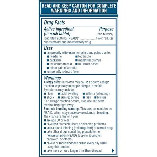 Advil Pain Reliever and Fever Reducer, Pain Relief Medicine with Ibuprofen 200mg for Headache, Backache, Menstrual Pain and Joint Pain Relief - 100 Coated Tablets - dailyvitalstore