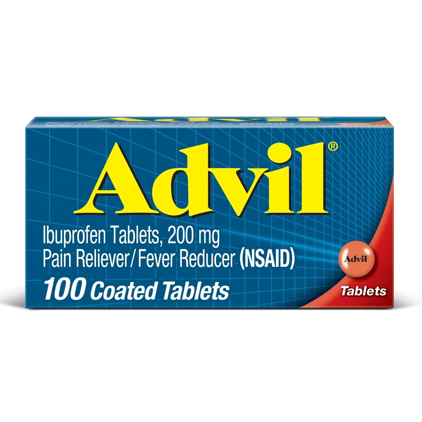 Advil Pain Reliever and Fever Reducer, Pain Relief Medicine with Ibuprofen 200mg for Headache, Backache, Menstrual Pain and Joint Pain Relief - 100 Coated Tablets - dailyvitalstore