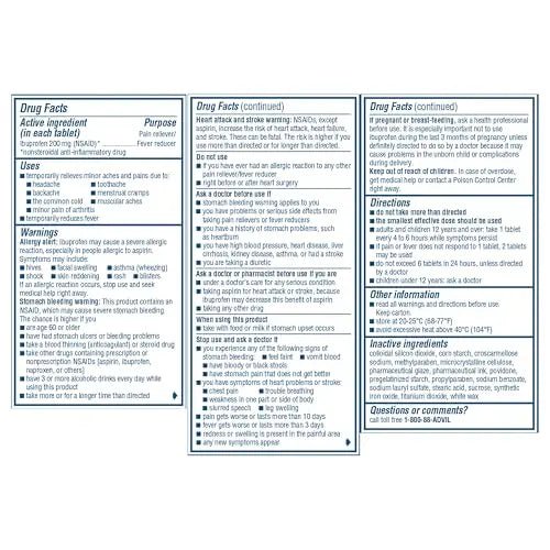 Advil Pain Reliever and Fever Reducer, Pain Relief Medicine with Ibuprofen 200mg for Headache, Backache, Menstrual Pain and Joint Pain Relief - 100 Coated Tablets - dailyvitalstore