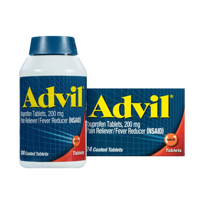 Advil Pain Reliever and Fever Reducer, Pain Relief Medicine with Ibuprofen 200mg for Headache, Backache, Menstrual Pain and Joint Pain Relief - 300+24 Coated Tablets - dailyvitalstore
