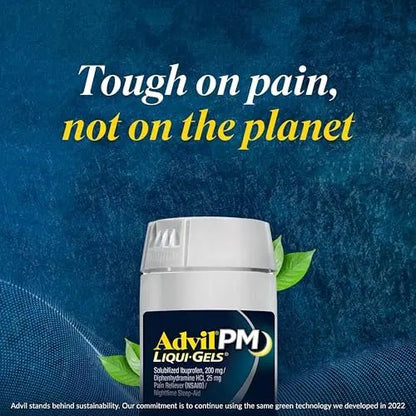 Advil PM Liqui-Gels Pain Reliever and Nighttime Sleep Aid, Pain Medicine with Ibuprofen for Pain Relief and Diphenhydramine HCL for a Sleep Aid - 2x80 Liquid Filled Capsules - dailyvitalstore