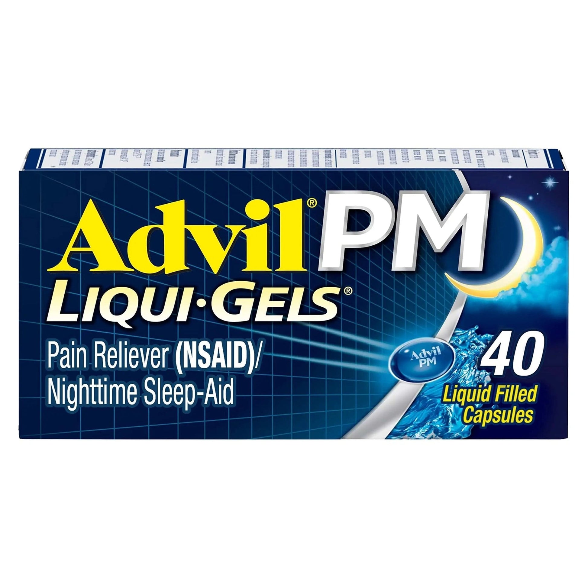 Advil PM Liqui-Gels Pain Reliever and Nighttime Sleep Aid, Pain Medicine with Ibuprofen for Pain Relief and Diphenhydramine HCL for a Sleep Aid - 40 Liquid Filled Capsules - Back to College - dailyvitalstore