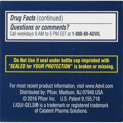 Advil PM Liqui-Gels Pain Reliever and Nighttime Sleep Aid, Pain Medicine with Ibuprofen for Pain Relief and Diphenhydramine HCL for a Sleep Aid - 40 Liquid Filled Capsules - Back to College - dailyvitalstore