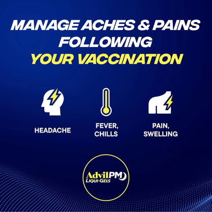 Advil PM Liqui-Gels Pain Reliever and Nighttime Sleep Aid, Pain Medicine with Ibuprofen for Pain Relief and Diphenhydramine HCL for a Sleep Aid - 80 Liquid Filled Capsules - Back to College - dailyvitalstore