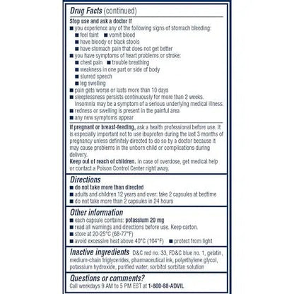 Advil PM Liqui-Gels Pain Reliever and Nighttime Sleep Aid, Pain Medicine with Ibuprofen for Pain Relief and Diphenhydramine HCL for a Sleep Aid - 80 Liquid Filled Capsules - Back to College - dailyvitalstore