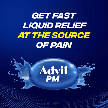 Advil PM Liqui-Gels Pain Reliever and Nighttime Sleep Aid, Pain Medicine with Ibuprofen for Pain Relief and Diphenhydramine HCL for a Sleep Aid - 80 Liquid Filled Capsules - Back to College - dailyvitalstore