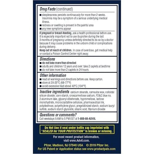 Advil PM Pain Reliever and Nighttime Sleep Aid, Ibuprofen for Pain Relief and Diphenhydramine Citrate for a Sleep Aid - 120 Coated Caplets and Pain Reliever and Fever Reducer, 10 Count Tablets - dailyvitalstore