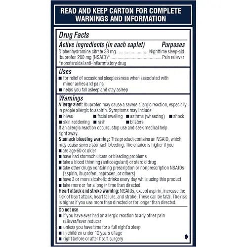 Advil PM Pain Reliever and Nighttime Sleep Aid, Ibuprofen for Pain Relief and Diphenhydramine Citrate for a Sleep Aid - 120 Coated Caplets and Pain Reliever and Fever Reducer, 10 Count Tablets - dailyvitalstore