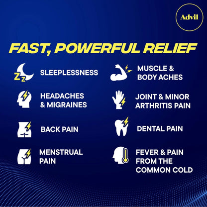 Advil PM Pain Reliever and Nighttime Sleep Aid, Ibuprofen for Pain Relief and Diphenhydramine Citrate for a Sleep Aid - 120 Coated Caplets and Pain Reliever and Fever Reducer, 10 Count Tablets - dailyvitalstore