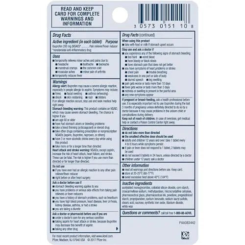 Advil PM Pain Reliever and Nighttime Sleep Aid, Ibuprofen for Pain Relief and Diphenhydramine Citrate for a Sleep Aid - 120 Coated Caplets and Pain Reliever and Fever Reducer, 10 Count Tablets - dailyvitalstore