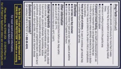 Advil PM Pain Reliever and Nighttime Sleep Aid, Pain Medicine with Ibuprofen for Pain Relief and Diphenhydramine Citrate for A Sleep Aid - 120 Coated Caplets (Pack of 2) - dailyvitalstore