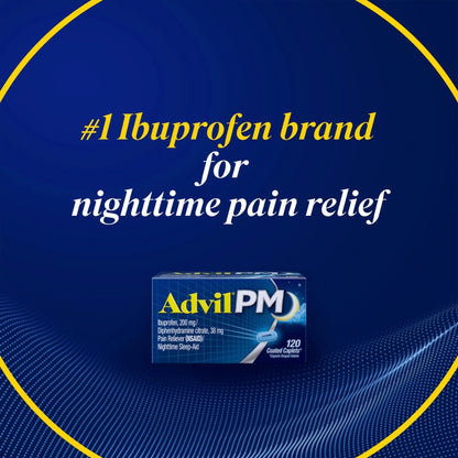 Advil PM Pain Reliever and Nighttime Sleep Aid, Pain Medicine with Ibuprofen for Pain Relief and Diphenhydramine Citrate for a Sleep Aid - 40 Coated Caplets - dailyvitalstore