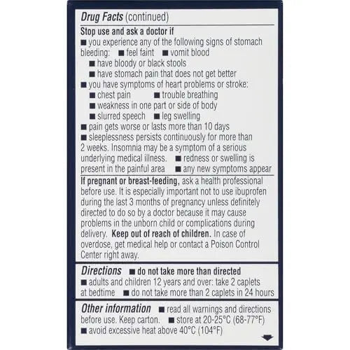 Advil PM Pain Reliever and Nighttime Sleep Aid, Pain Medicine with Ibuprofen for Pain Relief and Diphenhydramine Citrate for a Sleep Aid - 40 Coated Caplets - dailyvitalstore