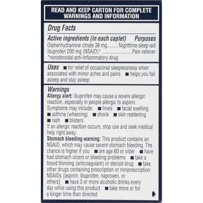 Advil PM Pain Reliever and Nighttime Sleep Aid, Pain Medicine with Ibuprofen for Pain Relief and Diphenhydramine Citrate for a Sleep Aid - 40 Coated Caplets - dailyvitalstore