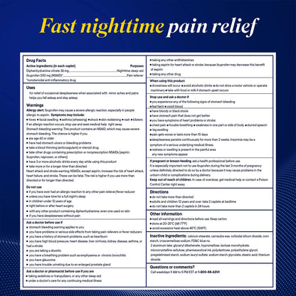 Advil PM Pain Reliever and Nighttime Sleep Aid, Pain Medicine with Ibuprofen for Pain Relief and Diphenhydramine Citrate for a Sleep Aid - 40 Coated Caplets - dailyvitalstore