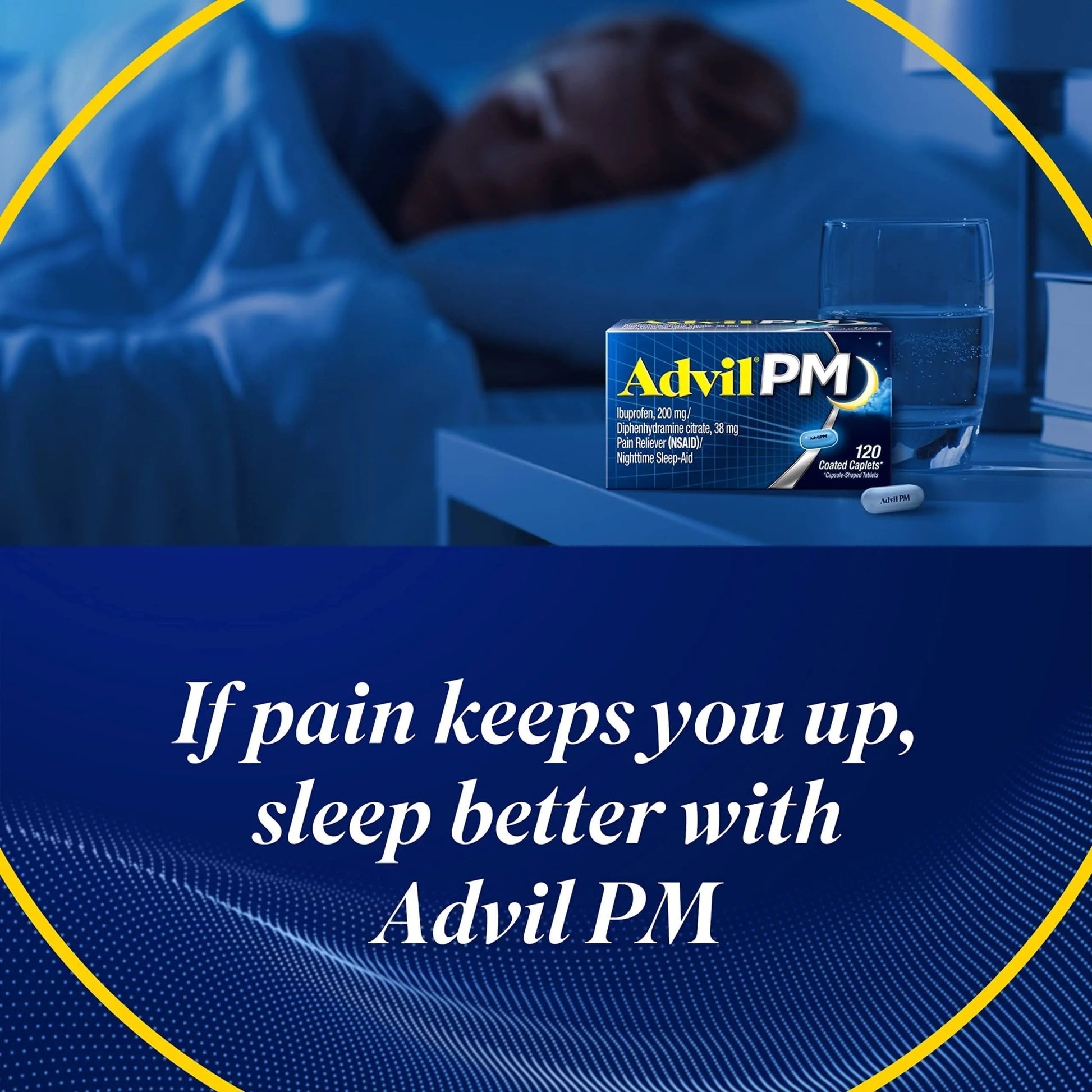 Advil PM Pain Reliever and Nighttime Sleep Aid, Pain Medicine with Ibuprofen for Pain Relief and Diphenhydramine Citrate for a Sleep Aid - 40 Coated Caplets - dailyvitalstore