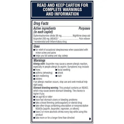 Advil PM Pain Reliever and Nighttime Sleep Aid, Pain Medicine with Ibuprofen for Pain Relief and Diphenhydramine Citrate for a Sleep Aid - 80 Coated Caplets - dailyvitalstore
