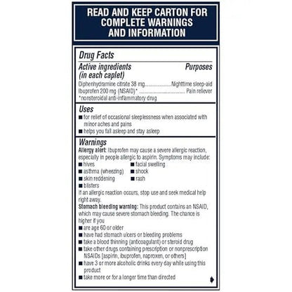 Advil PM Pain Reliever and Nighttime Sleep Aid, Pain Medicine with Ibuprofen for Pain Relief and Diphenhydramine Citrate for a Sleep Aid - 80 Coated Caplets - dailyvitalstore