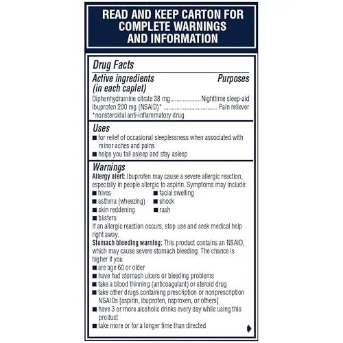 Advil PM Pain Reliever and Nighttime Sleep Aid, Pain Medicine with Ibuprofen for Pain Relief and Diphenhydramine Citrate for a Sleep Aid - 80 Coated Caplets - dailyvitalstore