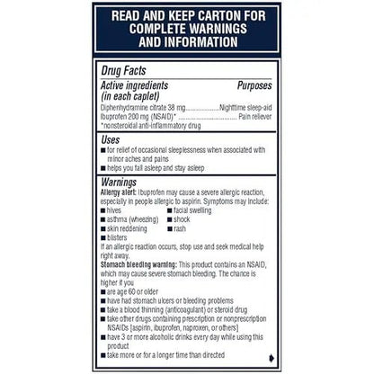 Advil PM Pain Reliever and Nighttime Sleep Aid, Pain Medicine with Ibuprofen for Pain Relief and Diphenhydramine Citrate for a Sleep Aid - 80 Coated Caplets - dailyvitalstore