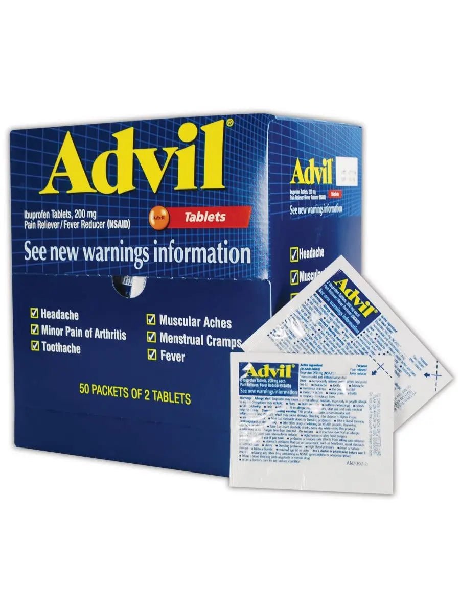 Advil WL0151-50 Ibuprofen Pain Relief Tablet, 200mg, Standard, Blue/Red (Pack of 50) - dailyvitalstore