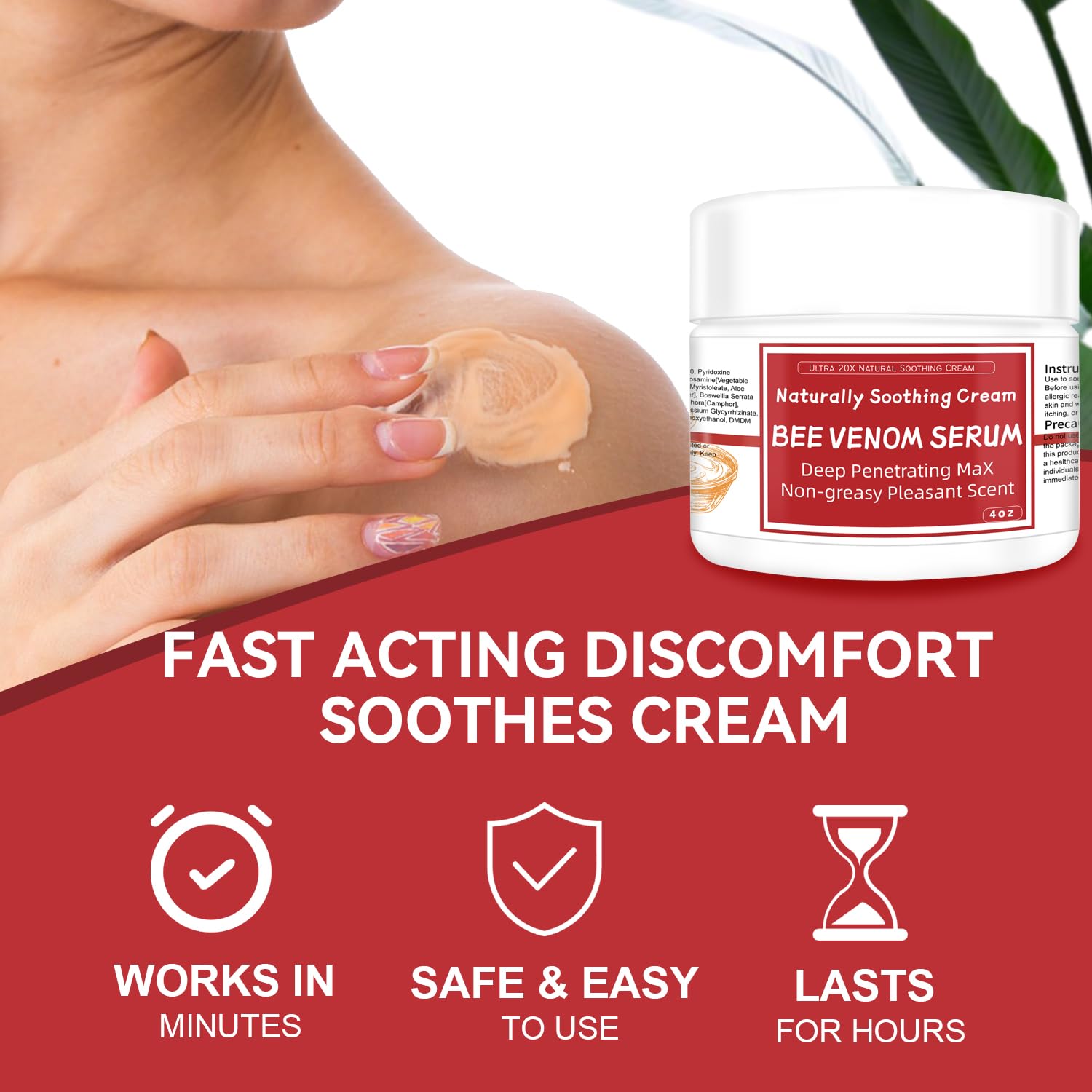 AEROMAXX Bee Venom Muscle & Joint Cream, 10X Ultra Strength Care Ointment, Natural Organic Formula, for Shoulder, Back, Neck, Hands, Knuckles, Elbows, Feet, Leg, Knees, Ankle, Adults, Seniors - dailyvitalstore