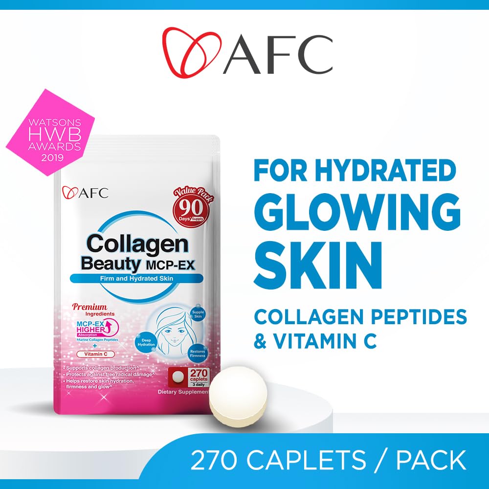 AFC Japan Collagen Beauty MCP-EX with Marine Collagen Peptide, 1.5X Better Absorption Than Other Collagen, for Anti-Aging, Skin, Hair, Nails, Bone and Joints, for Women & Men, 90 Days Supply - dailyvitalstore