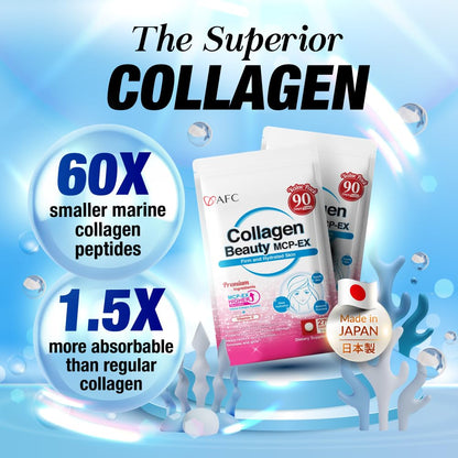 AFC Japan Collagen Beauty MCP-EX with Marine Collagen Peptide, 1.5X Better Absorption Than Other Collagen, for Anti-Aging, Skin, Hair, Nails, Bone and Joints, for Women & Men, 90 Days Supply - dailyvitalstore
